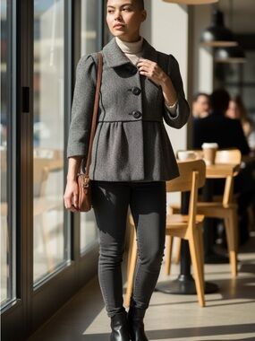 Pretty Rw & co. Wool Blazer crop empire wool blend blazer size 2 houndstooth
